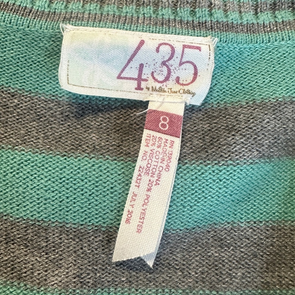 Matilda Jane Steadfast Open Front Cardigan Plaid Striped Fringe Teal Girls Sz 8 - Picture 13 of 16